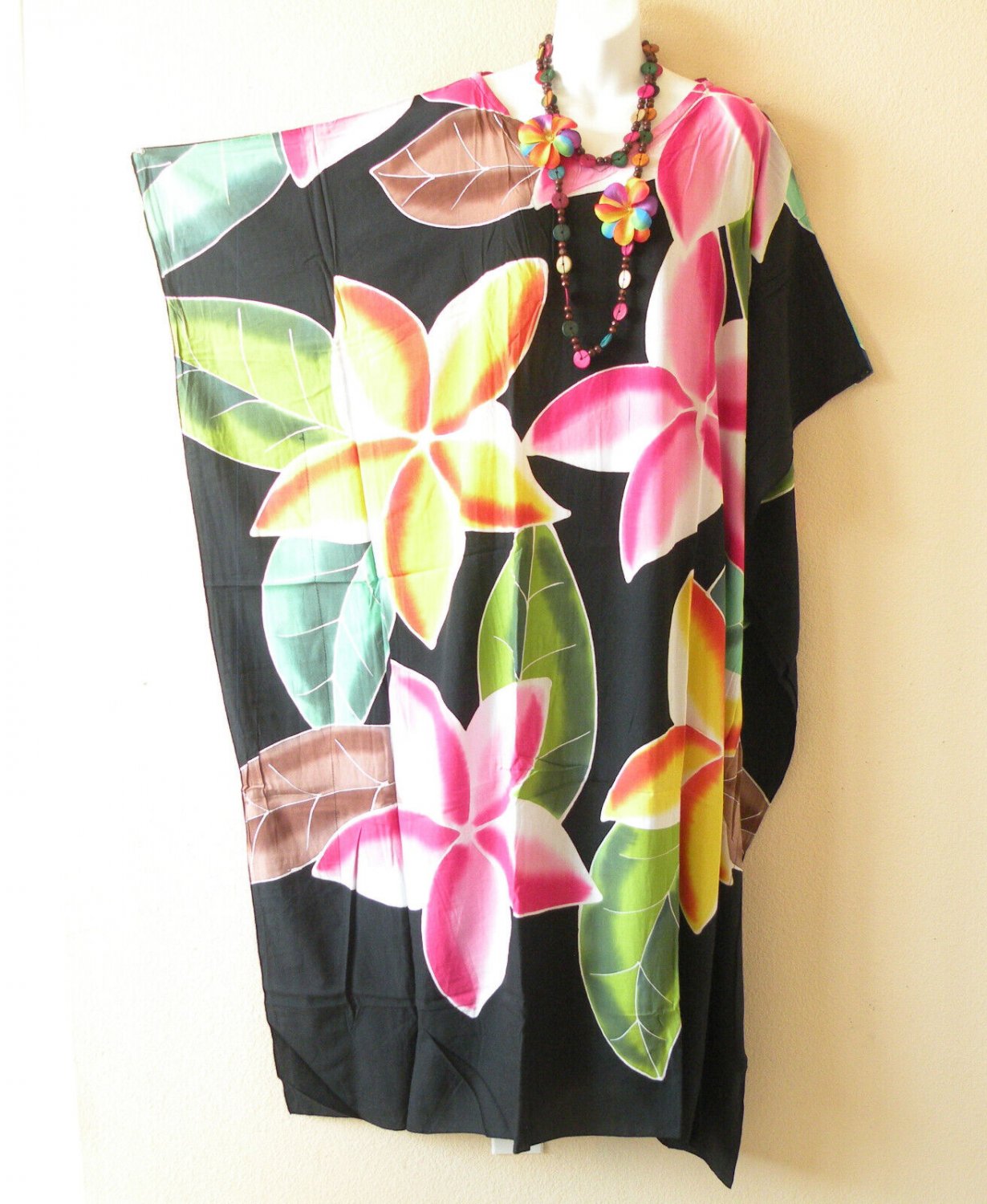 KD402 Floral Plus Black Plus Batik Kaftan Dolman Women Abaya Maxi Dress Up to 7X