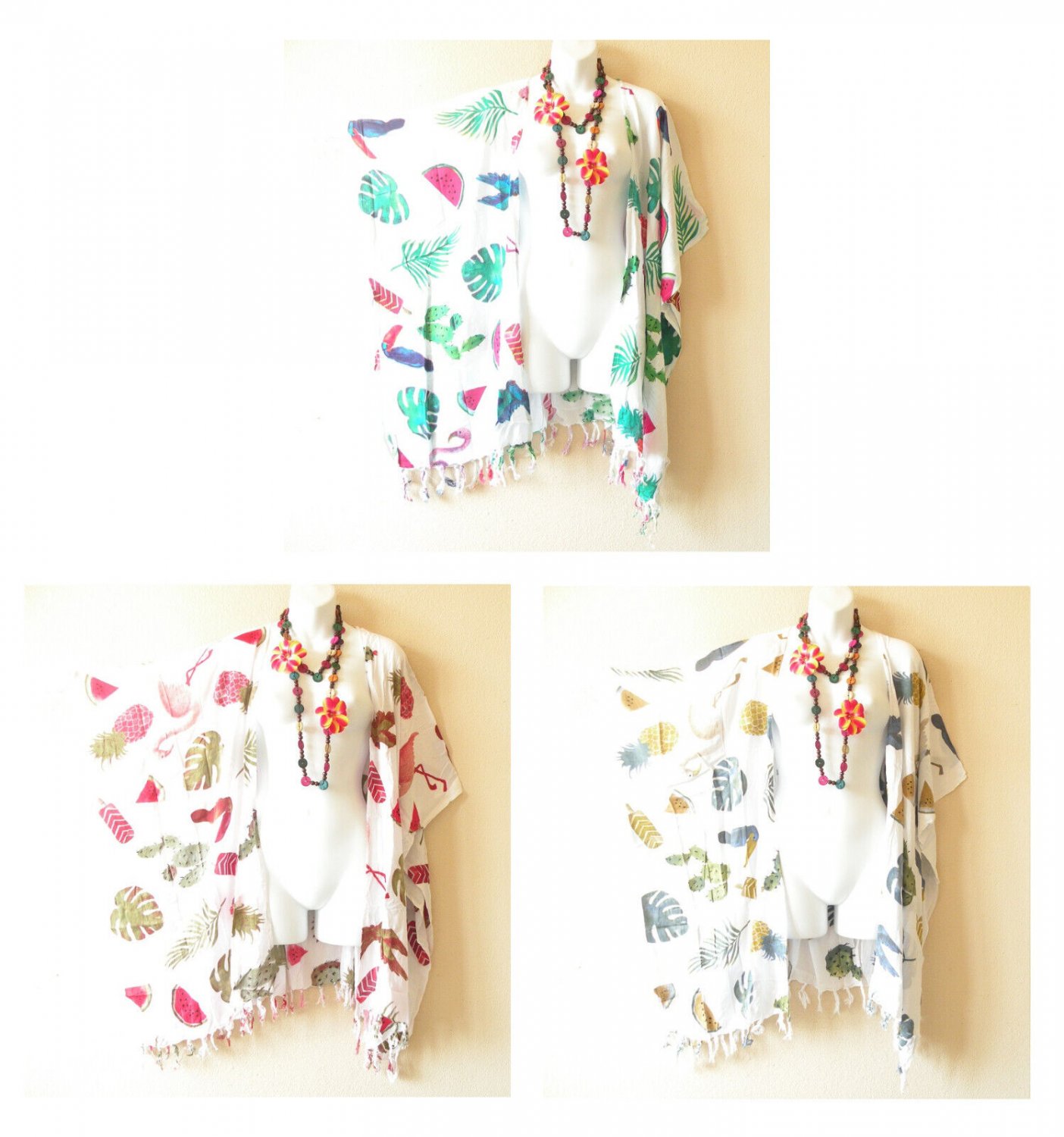 Fruits Leafs Cardigan Duster Kaftan Dolman Hippy Jacket Cover up Top - up to 5X