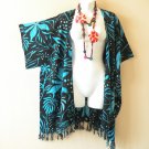CB332 Blue Cardigan Duster Kimono Open Front Plus Jacket Cover up Top up to 5X