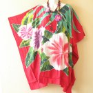 LT50 Red Batwing 38" Length Midi Kaftan Dolman Women Abaya Dress Up to 7X