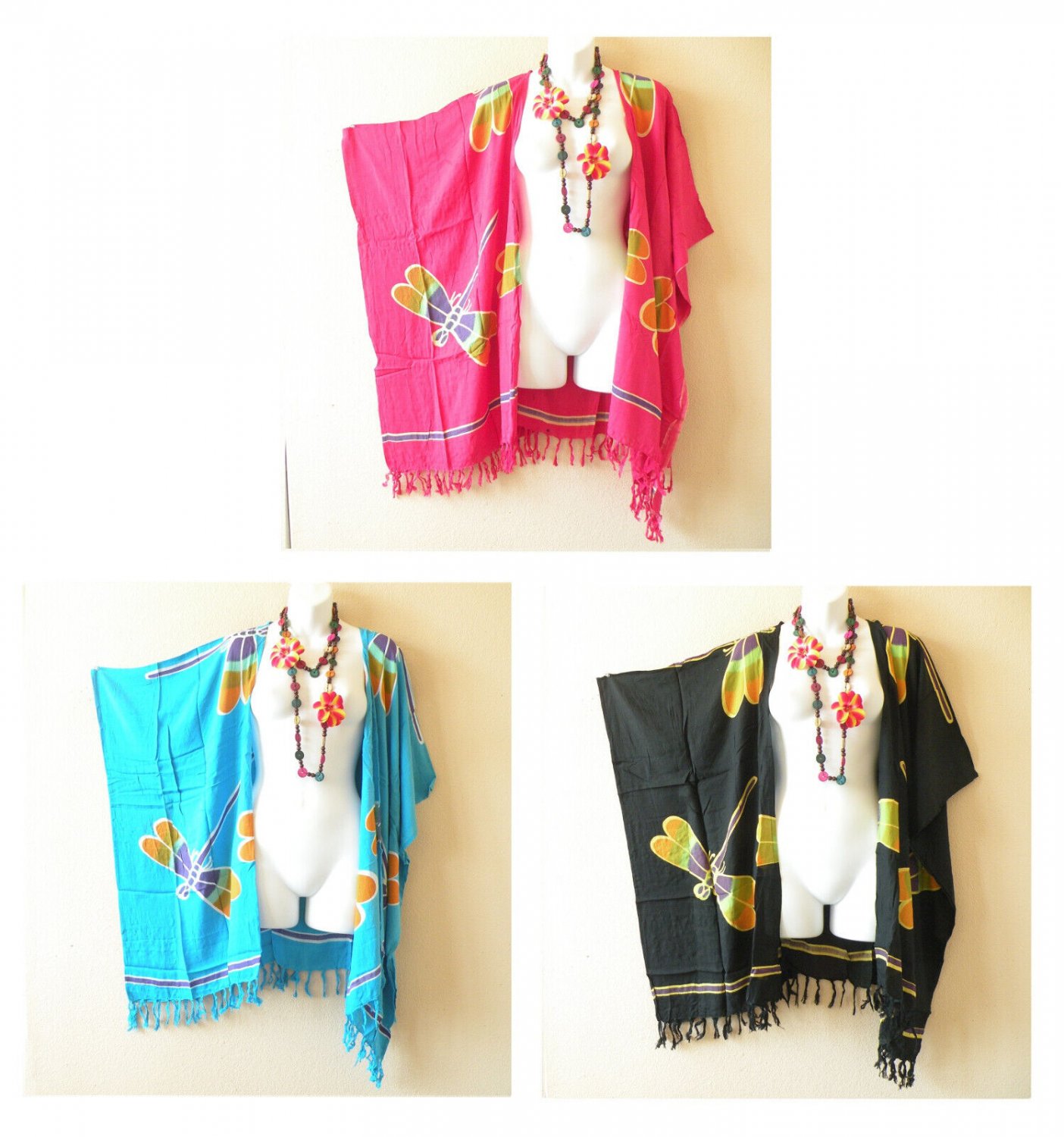 Dragonfly Cardigan Duster Kaftan Open Front Jacket Cover up Top up to 5X