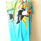 KD440 Aqua Toucan Batik Plus Kaftan Kimono Dolman Batwing Women Abaya Maxi Dress