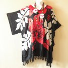 KB877 Red & Black Batik Plus Kimono Poncho Hippy Women Blouse Top up to 5X KB877 Red & Black Batik Plus Kimono Poncho Hippy Women Blouse Top up to 5X