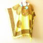 KB132 Yellow Batik Tunic Boho Plus Kimono Poncho Hippy Women Blouse Top up to 5X