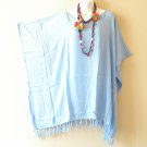 KB294 Sky Blue Solid Batik Women Kimono Poncho Hippy Women Blouse Top up to 5X KB294 Sky Blue Solid Batik Women Kimono Poncho Hippy Women Blouse Top up to 5X