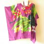KB328 Floral Batik Hand Painted Kaftan Poncho Hippy Women Blouse Top up to 7X