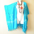 CB342 Aqua Batik Cardigan Duster Kimono Open Front Jacket Cover up Top -up to 5X CB342 Aqua Batik Cardigan Duster Kimono Open Front Jacket Cover up Top -up to 5X