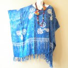KB303 Blue Seashell Batik Tunic Plus Kimono Poncho Hippy Women Blouse Top KB303 Blue Seashell Batik Tunic Plus Kimono Poncho Hippy Women Blouse Top