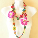 N10 Chunky Hawaiian Luau Party Ethnic Wooden Crafted Chains Lei Necklace Flowers N10 Chunky Hawaiian Luau Party Ethnic Wooden Crafted Chains Lei Necklace Flowers
