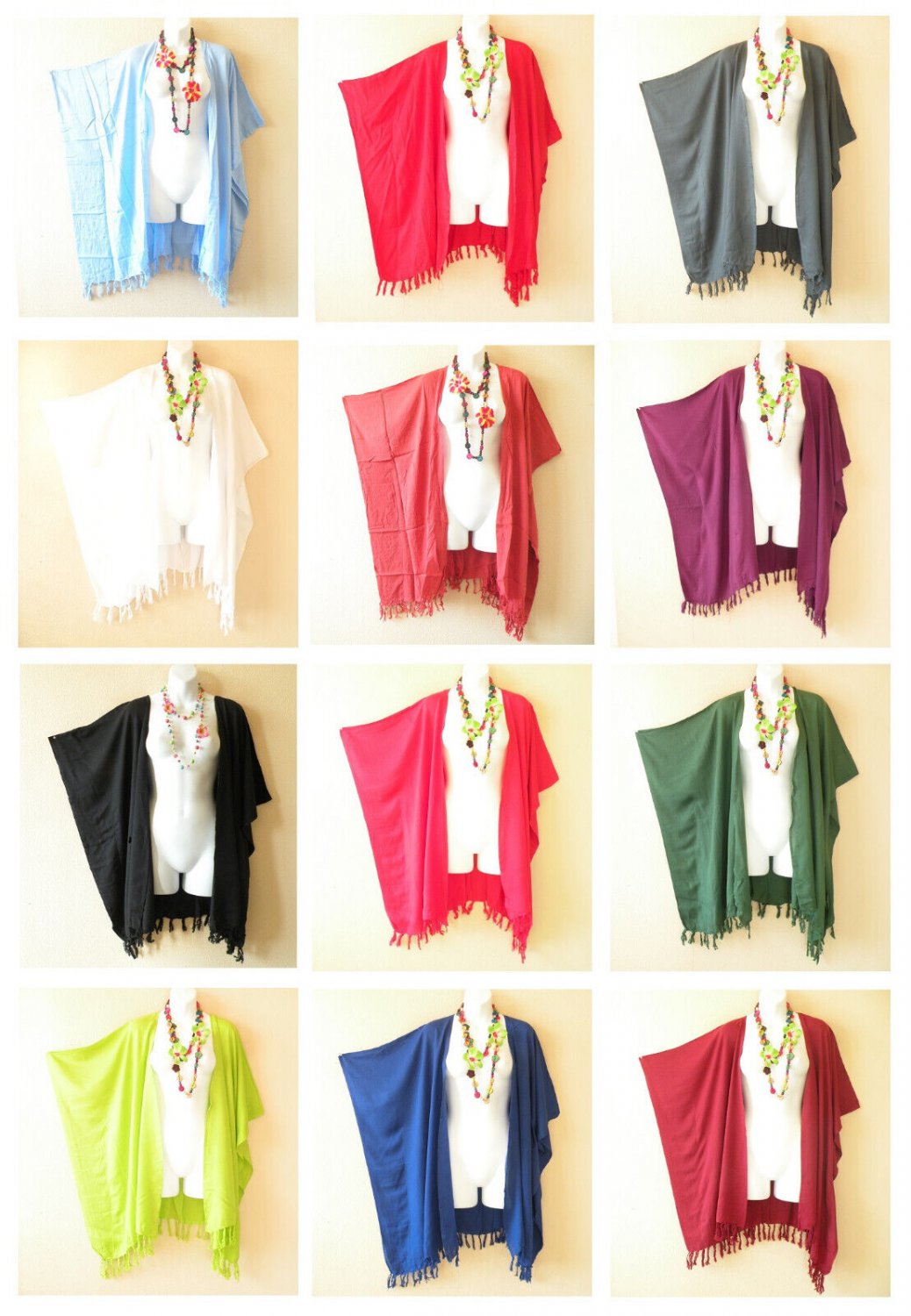 KG18 Solid Plain Caftan Cardigan Duster Kaftan Jacket Open Front - 2X, 3X 4X, 5X