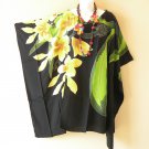 KB333 Floral Batik Hand Painted Caftan Poncho Hippy Women Blouse Top up to 7X