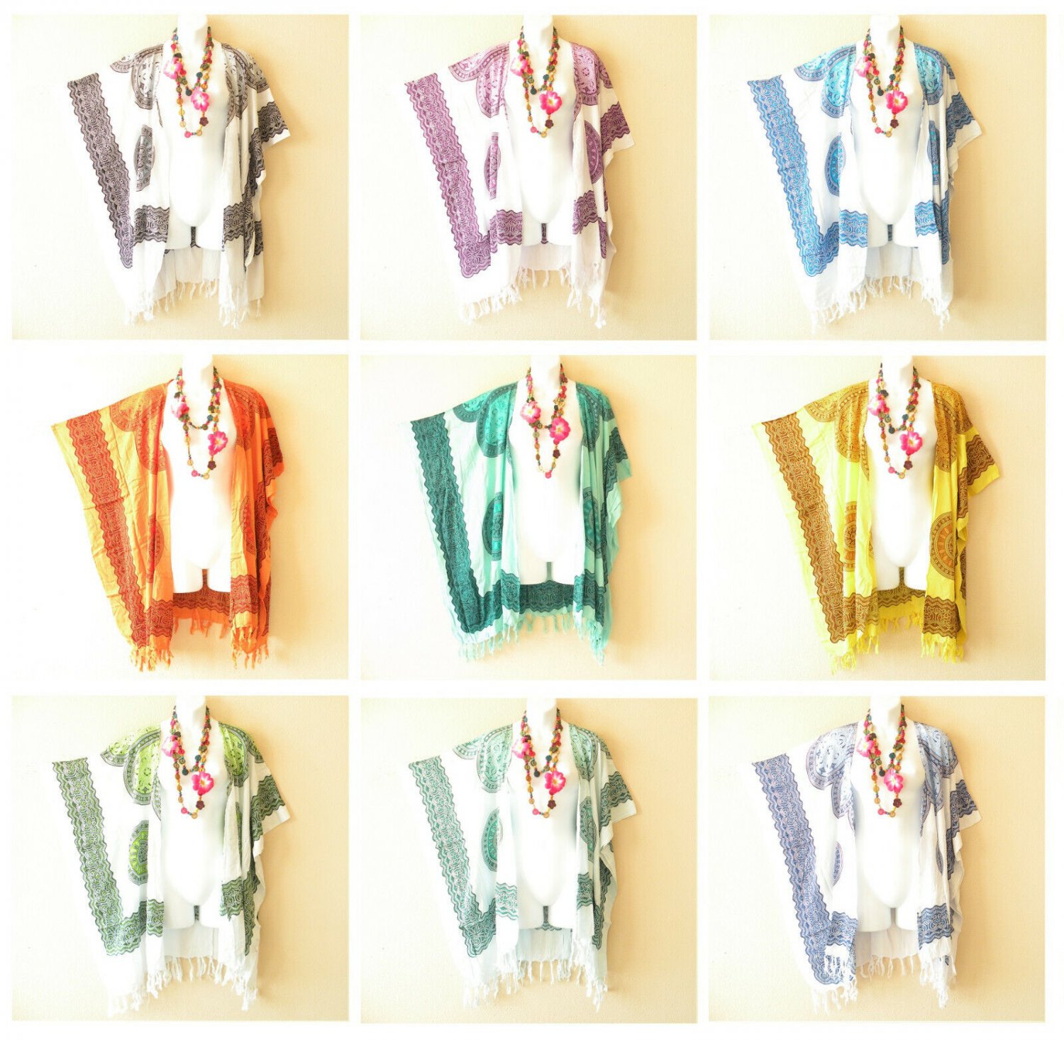 CG22 Abstract Open Cardigan Duster Kimono Batwing Plus Jacket Coverup -up to 5X