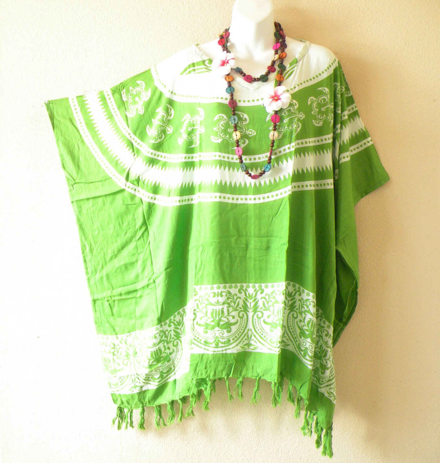 KB240 Green Elephant Plus Size Boho Kaftan Poncho Hippy Women Blouse Top S to 5X