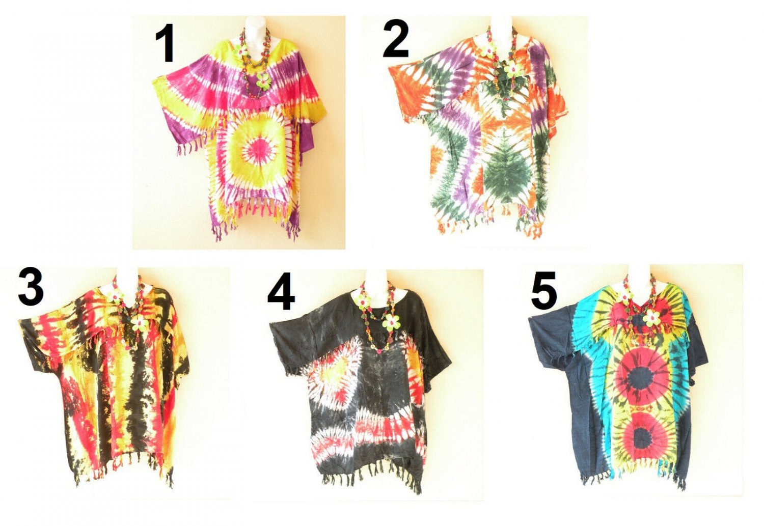 KG22 Tie Dye Plus Caftan Fringes Kimono Poncho Hippy Women Blouse Top up to 5X