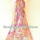 2D104 Violet Versatile Silk Multi Wear Scarf Long Maxi Halter Dress, Maternity
