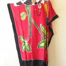 KD371 Red Toucan Batik Plus Kaftan Kimono Dolman Batwing Women Abaya Maxi Dress