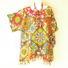 KB124 Abstract Batik Plus Tunic Kimono Poncho Hippy Women Blouse Top up to 1X