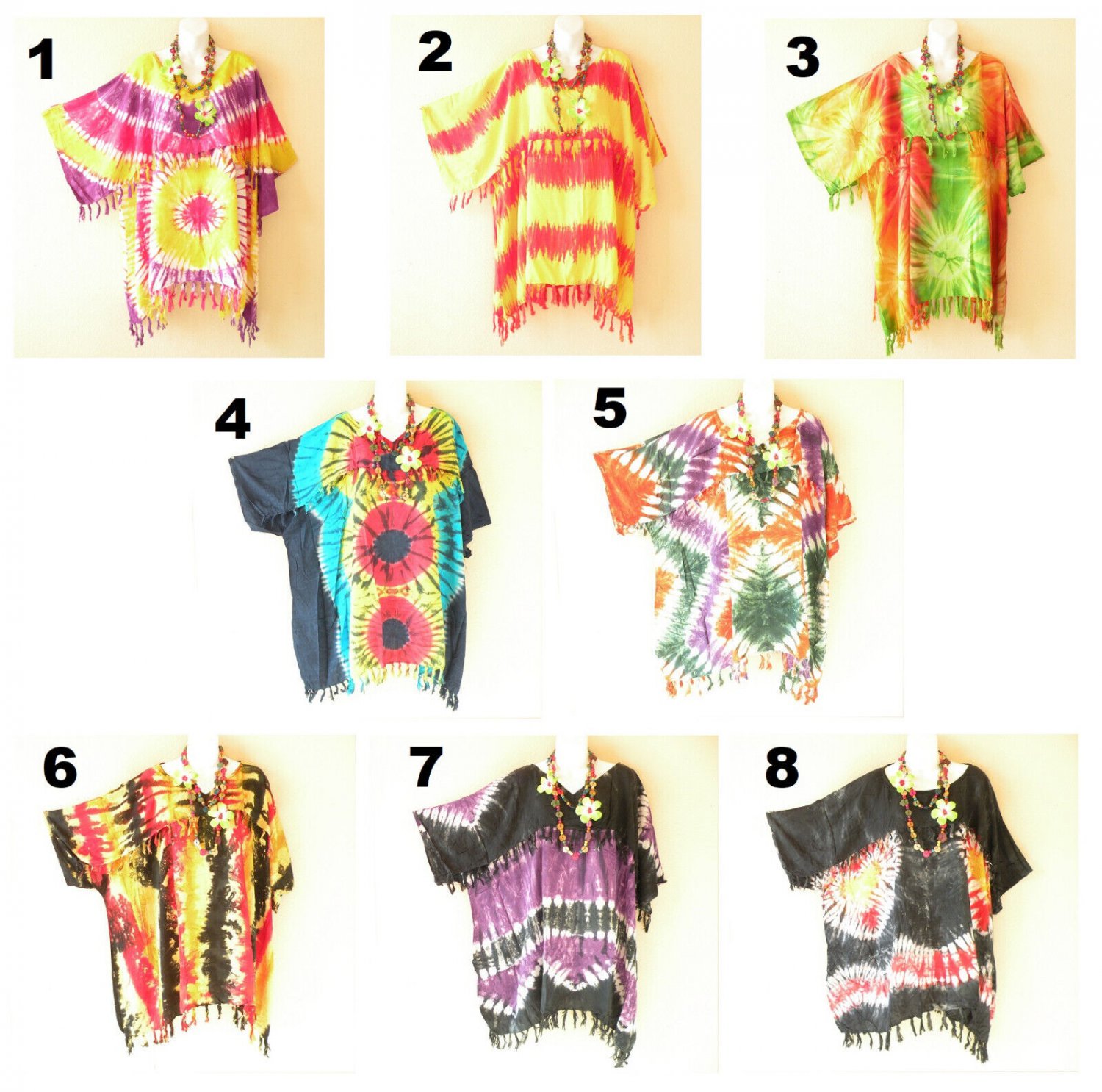 KG18 Plain Batik Solid Plus Kaftan Kimono Poncho Women Blouse Top 2X, 3X, 4X, 5X