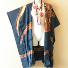 CM64 Navy Blue Kimono 38" Midi Cardigan Duster Kaftan Jacket Cover Top -up to 5X