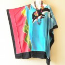 KB336 Dolphin Hand Painted Plus Kaftan Poncho Tunic Women Blouse Top up to 7X