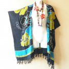 CB317 Blue Floral Cardigan Duster Kimono Open Front Jacket Cover up Top -upto 5X