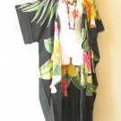 CD581 Batik Floral Batwing Cardigan Duster Kaftan Maxi Trench Coverup up to 2X