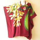 KB288 Floral Batik Hand Painted Caftan Poncho Hippy Women Blouse Top up to 7X