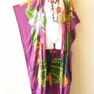CD554 Purple Floral Batik Batwing Cardigan Duster Kaftan Hippy Jacket Cover