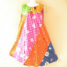 PD9 Patchwork Abstract Bohemian Peasant Boho Women Umbrella Sun Dress - M & L