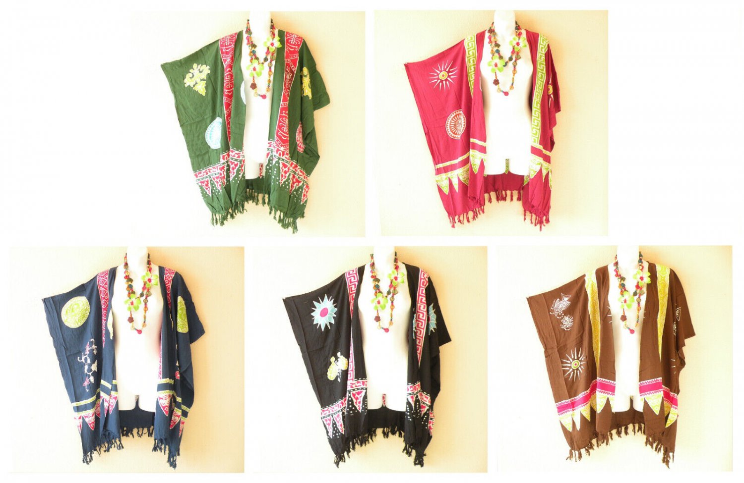 CG24 Abstract Batik Kaftan Open Front Plus Hippy Jacket Cover up Top - up to 5X