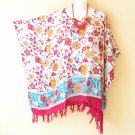 KB382 Floral Plus Women Batik Kaftan Poncho Caftan Dolman Tunic Top - 3X to 5X