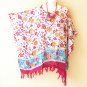 KB382 Floral Plus Women Batik Kaftan Poncho Caftan Dolman Tunic Top - 3X to 5X