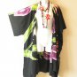 CM12 Floral Kimono 38" Midi Hand Painted Cardigan Duster Kaftan Cover Top to 5X