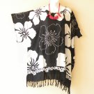 KB373 Black Floral Caftan Poncho Kimono Tassel Tunic Blouse Top - 2X, 3X, 4X, 5X KB373 Black Floral Caftan Poncho Kimono Tassel Tunic Blouse Top - 2X, 3X, 4X, 5X