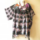 KB875 Purple Batik Women Plus Kimono Poncho Tunic Women Blouse Top up to 5X