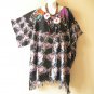 KB875 Purple Batik Women Plus Kimono Poncho Tunic Women Blouse Top up to 5X