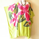 LT48 Yellow Green 38" Length Midi Kimono Dolman Women Abaya Dress Up to 7X