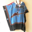 LT83 Blue Gecko Batwing 38" Length Midi Kaftan Dolman Women Abaya Dress Up to 7X