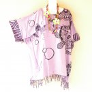 KB452 Purple Turtle Batik Tunic Kimono Poncho Hippy Women Blouse Top up to 5X