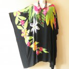 L39 Floral Batik Hand Painted 38" Midi Kaftan Dolman Women Abaya Dress Up to 7X