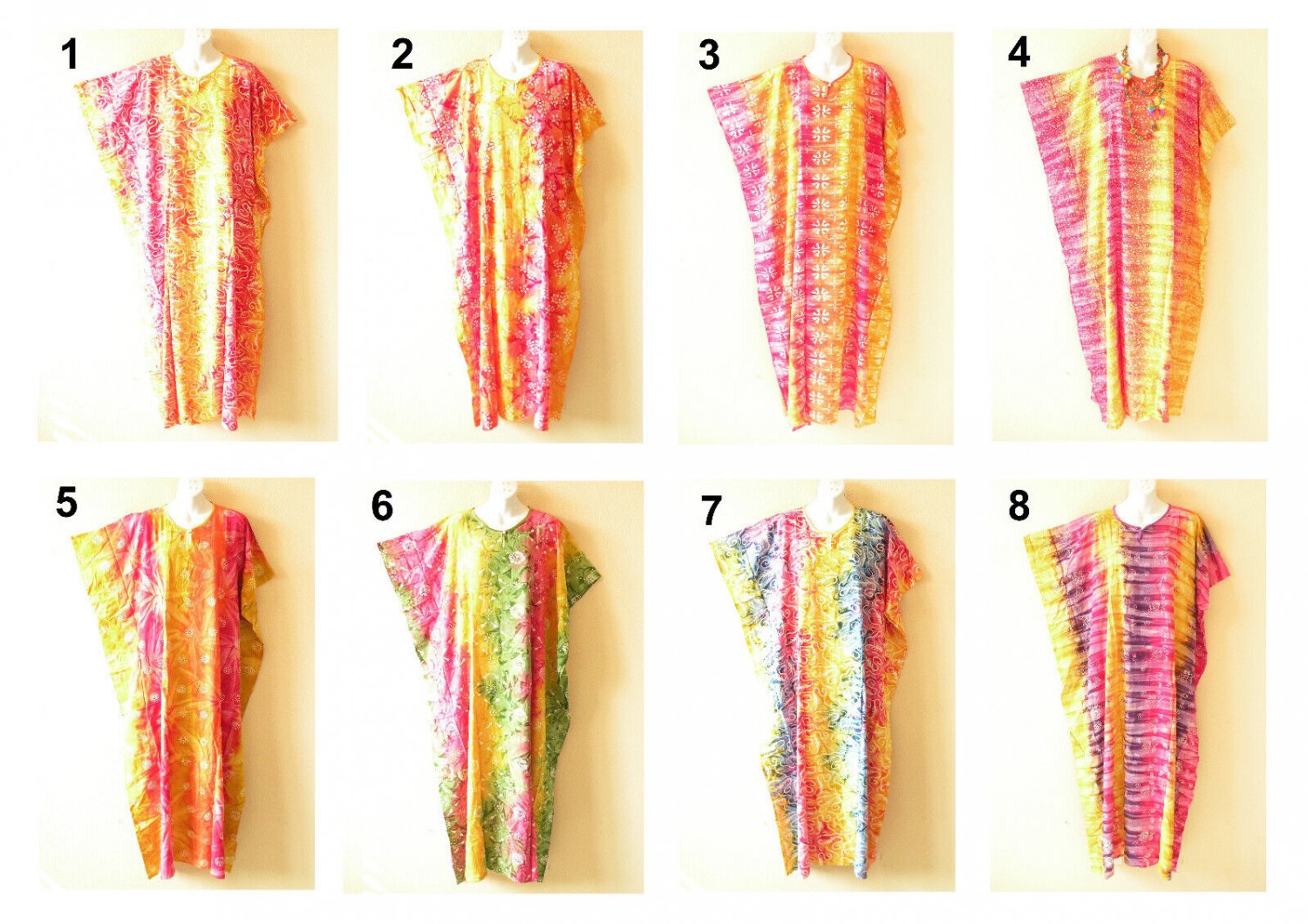 KG59 Tie Dye Batik Sheen Kaftan Caftan Batwing Plus Abaya Maxi Dress - S to 2X