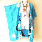CB420 Aqua Hand Painted Batik Cardigan Duster Kaftan Batwing Jacket Cover up - 3X 4X & 5X CB420 Aqua Hand Painted Batik Cardigan Duster Kaftan Batwing Jacket Cover up - 3X 4X & 5X
