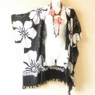 CB357 Hibiscus Plus Size Cardigan Duster Jacket Kimono Cover up - 2X, 3X, 4X & 5X