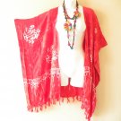 CB389 Red Cardigan Duster Kaftan Dolman Plus Hippy Jacket Cover up Top - up to 5X