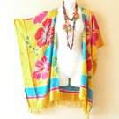 CB397 Hibiscus Cardigan Duster Open Front Plus Hippy Jacket Coverup Top up to 5X
