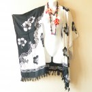 CB324 Black WhiteCardigan Duster Kimono Plus Open Front Jacket Cover up Top up to 5X CB324 Black WhiteCardigan Duster Kimono Plus Open Front Jacket Cover up Top up to 5X