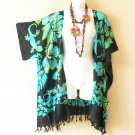 CB6386 Green Gecko Kimono Cardigan Duster Kaftan Hippy Jacket Cover Top up to 5X CB6386 Green Gecko Kimono Cardigan Duster Kaftan Hippy Jacket Cover Top up to 5X