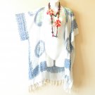 CB325 Blue Abstract Batik Cardigan Duster Kimono Batwing Jacket Cover up 3X 4X & 5X CB325 Blue Abstract Batik Cardigan Duster Kimono Batwing Jacket Cover up 3X 4X & 5X