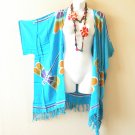 CB339 Aqua Dragonfly Cardigan Duster Kimono Open Front Jacket Cover up Top -up to 5X