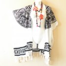 CB333 White Black Abstract Cardigan Duster Open Front Plus Hippy Jacket Coverup Top up to 5X